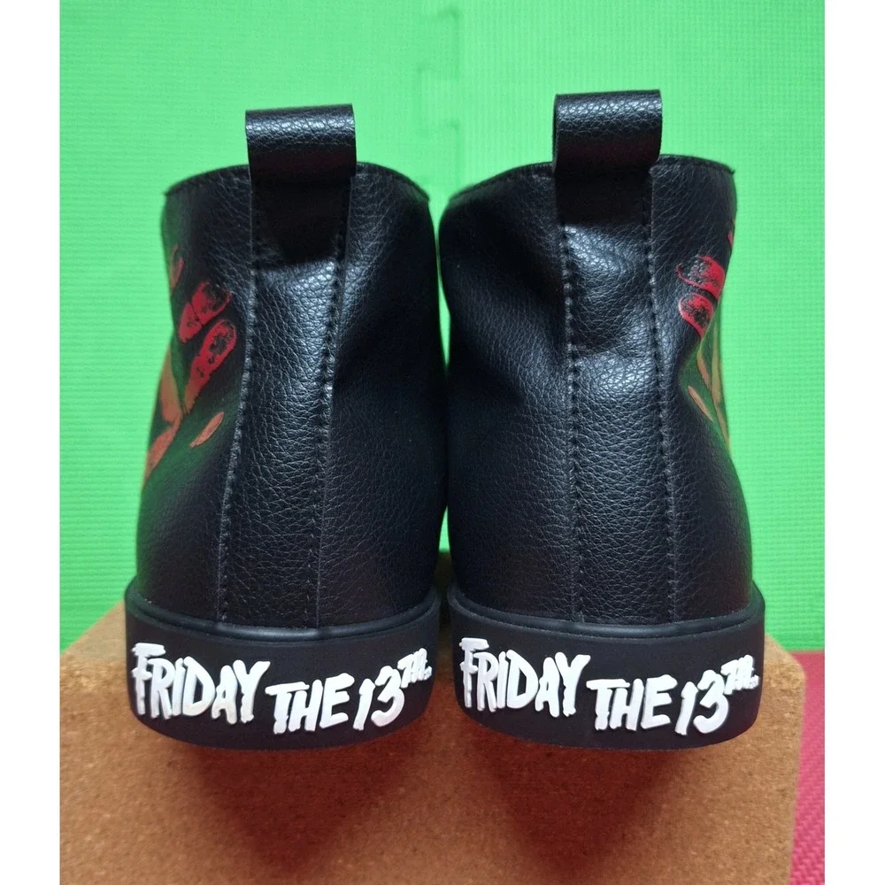 Jason Voorhees Friday The 13th High Top Shoes Ground Up Bloody Print Sz 9.5 Men